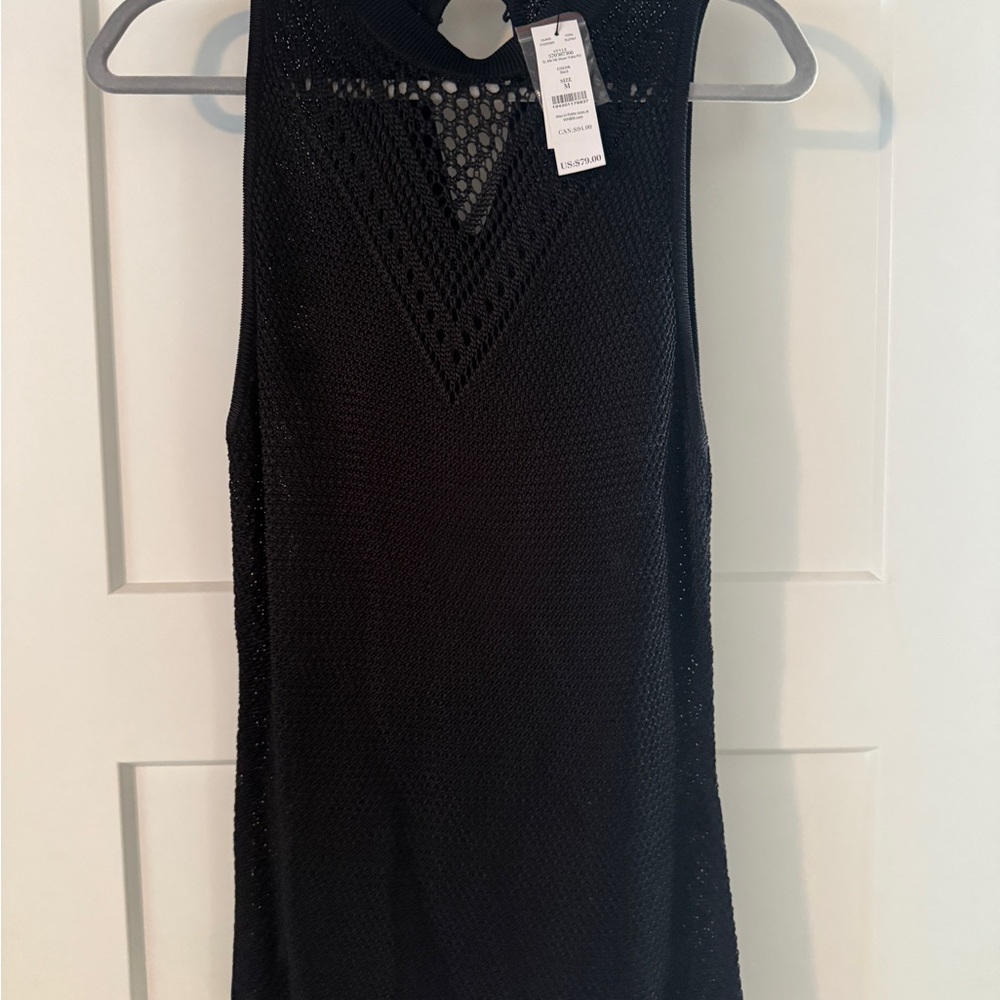 White House Black Market Black Textured Tank Top